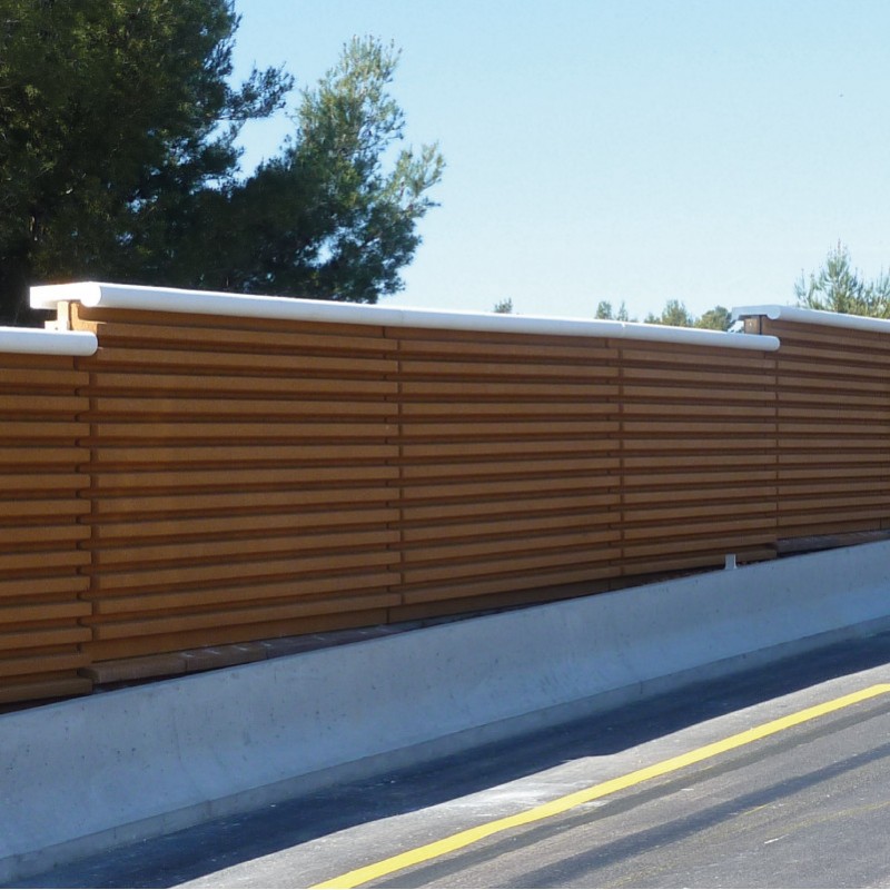Mur anti-bruit avec granulats de bois stabilisé